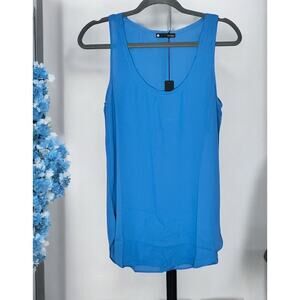 ☀️Krisa Revolve Blue Solid Scoop Neck Sleeveless Tunic Tank Top  NWT